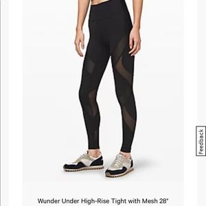 Lululemon wunder Under legging with mesh. Size 6.